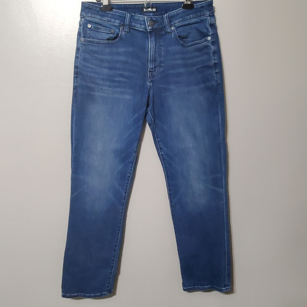 Express Men’s Medium Blue Straight Jeans with Stretch Size 31x30